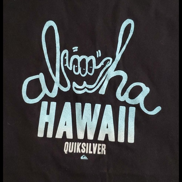 Quicksilver short sleeve black graphic tee 'al🤙ha Hawaii' Med. - Picture 2 of 4